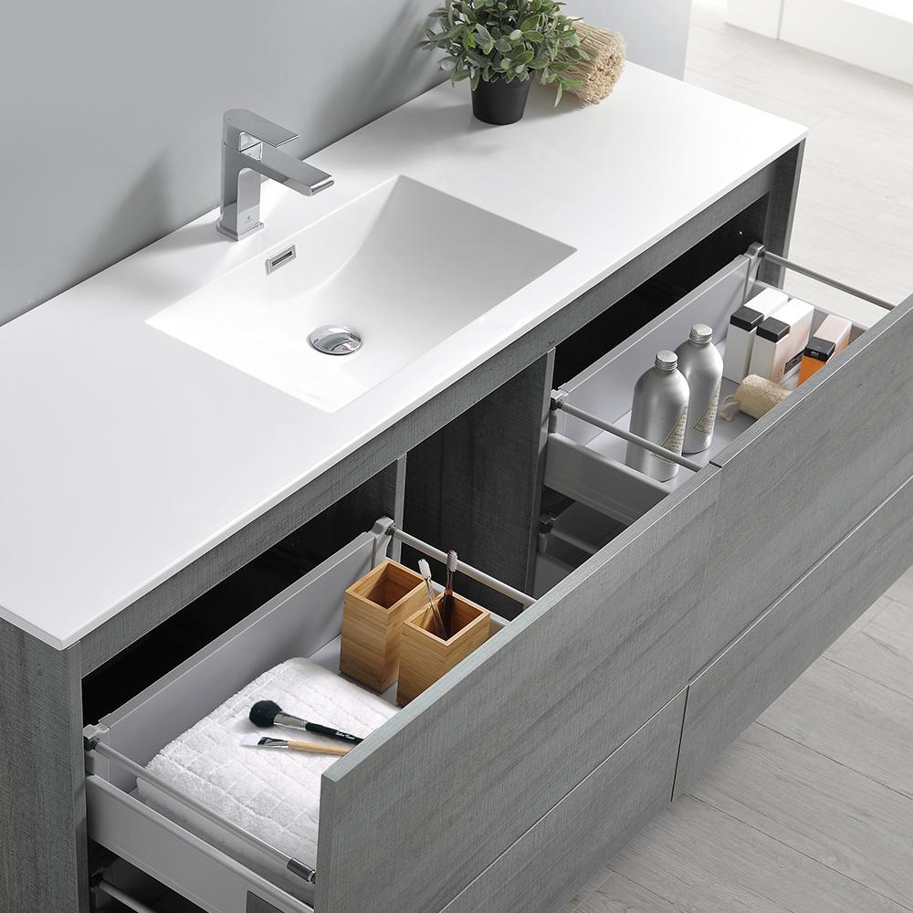 Fresca Catania 60" Wall Hung Single Sink Modern Bathroom Vanity w/ Medicine Cabinet Vanity Fresca 