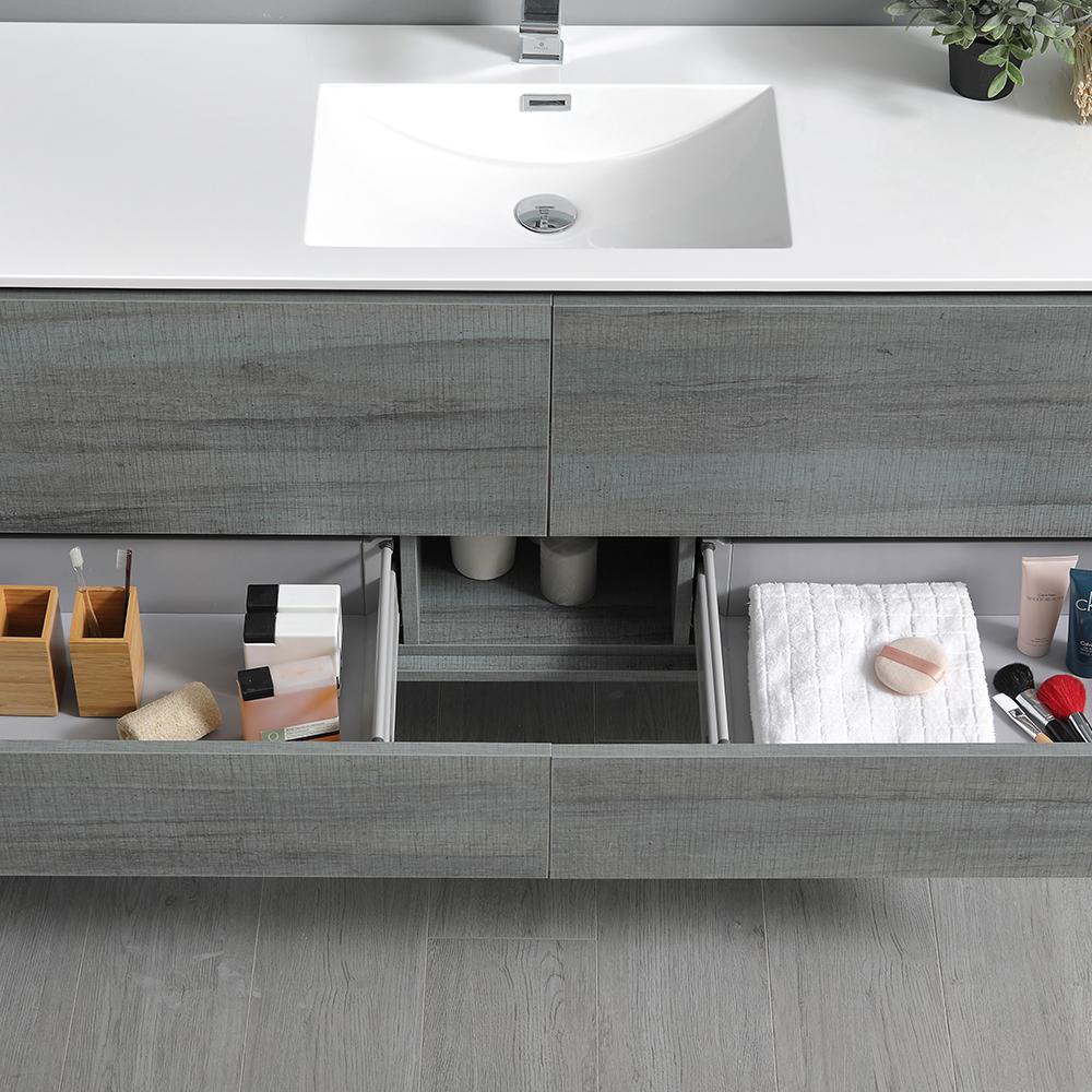 Fresca Catania 60" Wall Hung Single Sink Modern Bathroom Vanity w/ Medicine Cabinet Vanity Fresca 