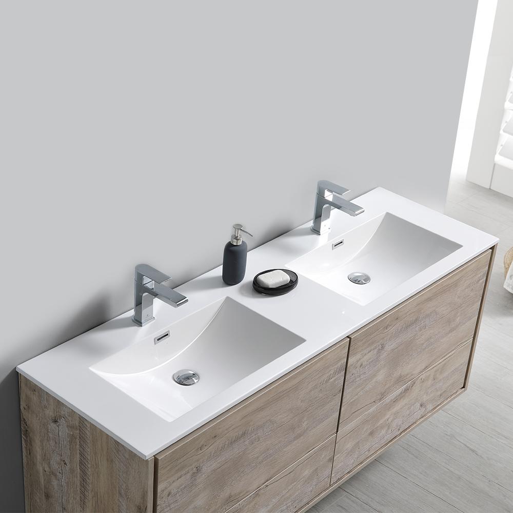 Fresca Catania 60" Wall Hung Double Sink Modern Bathroom Vanity w/ Medicine Cabinet Vanity Fresca 