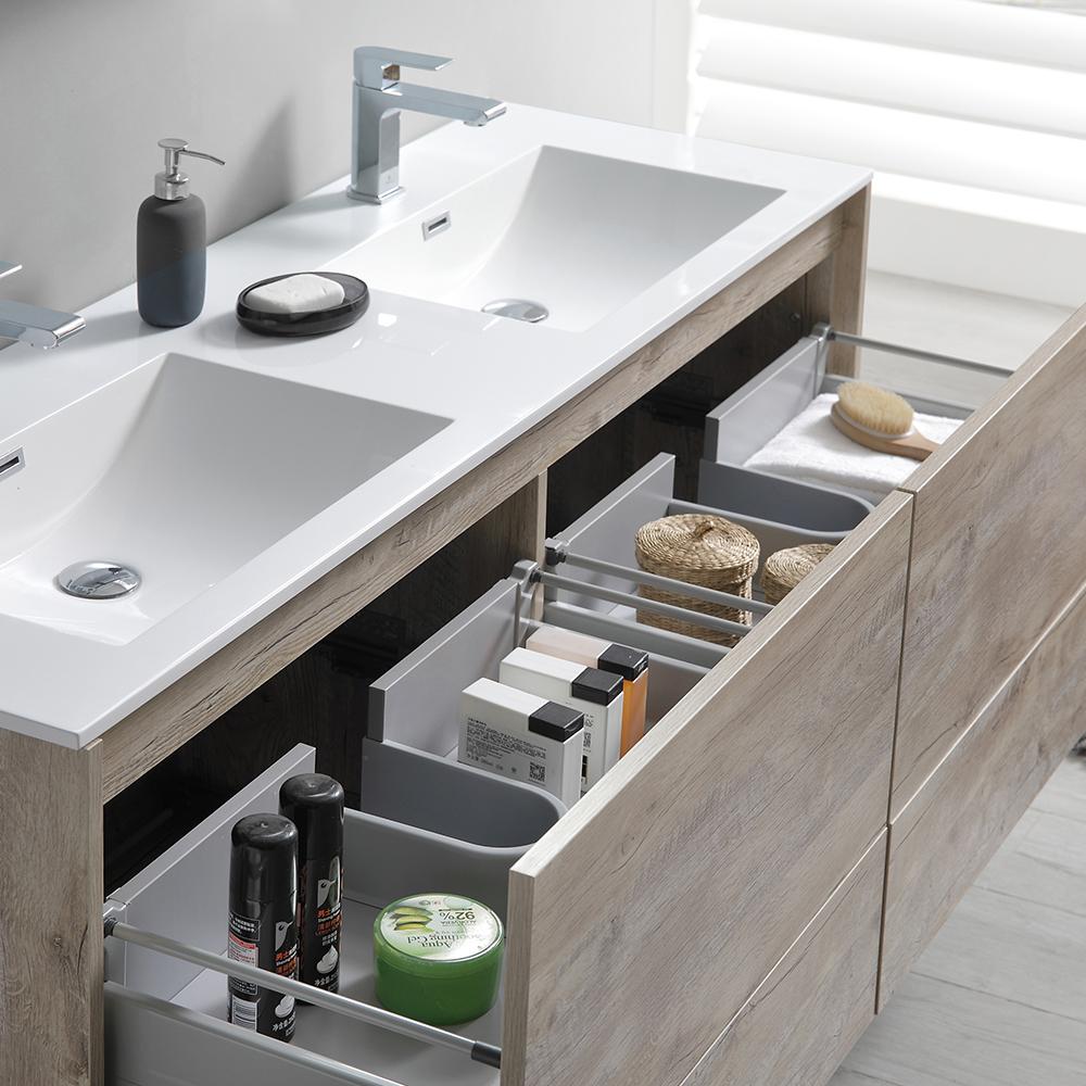 Fresca Catania 60" Wall Hung Double Sink Modern Bathroom Vanity w/ Medicine Cabinet Vanity Fresca 