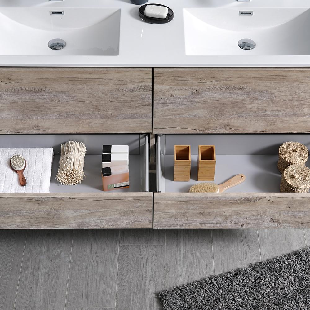Fresca Catania 60" Wall Hung Double Sink Modern Bathroom Vanity w/ Medicine Cabinet Vanity Fresca 