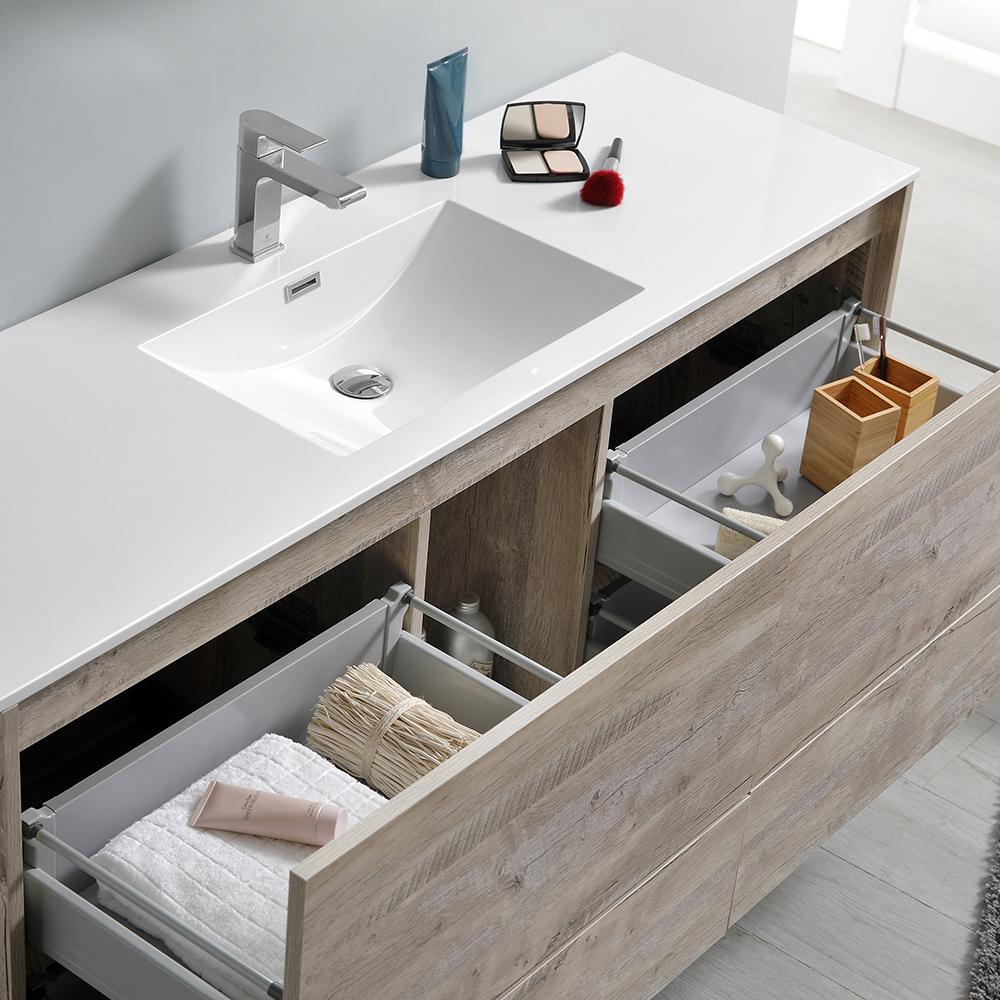 Fresca Catania 60" Wall Hung Single Sink Modern Bathroom Vanity w/ Medicine Cabinet Vanity Fresca 