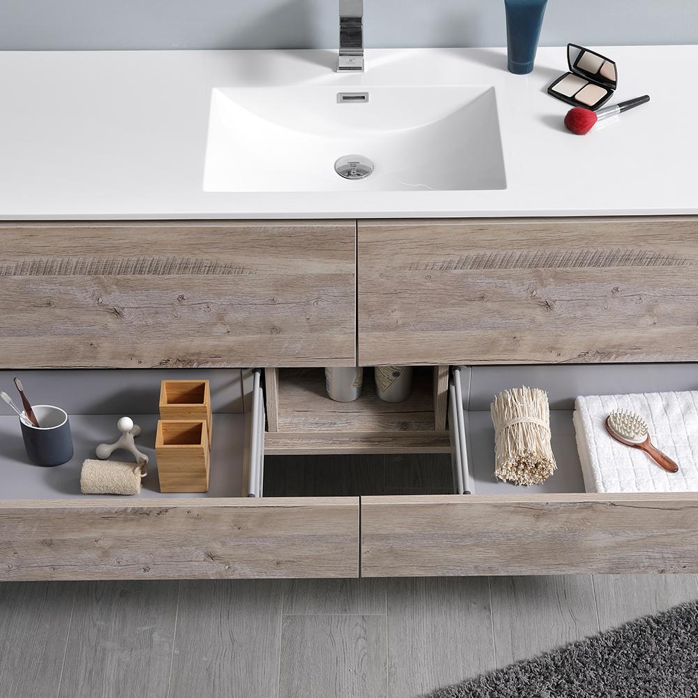 Fresca Catania 60" Wall Hung Single Sink Modern Bathroom Vanity w/ Medicine Cabinet Vanity Fresca 