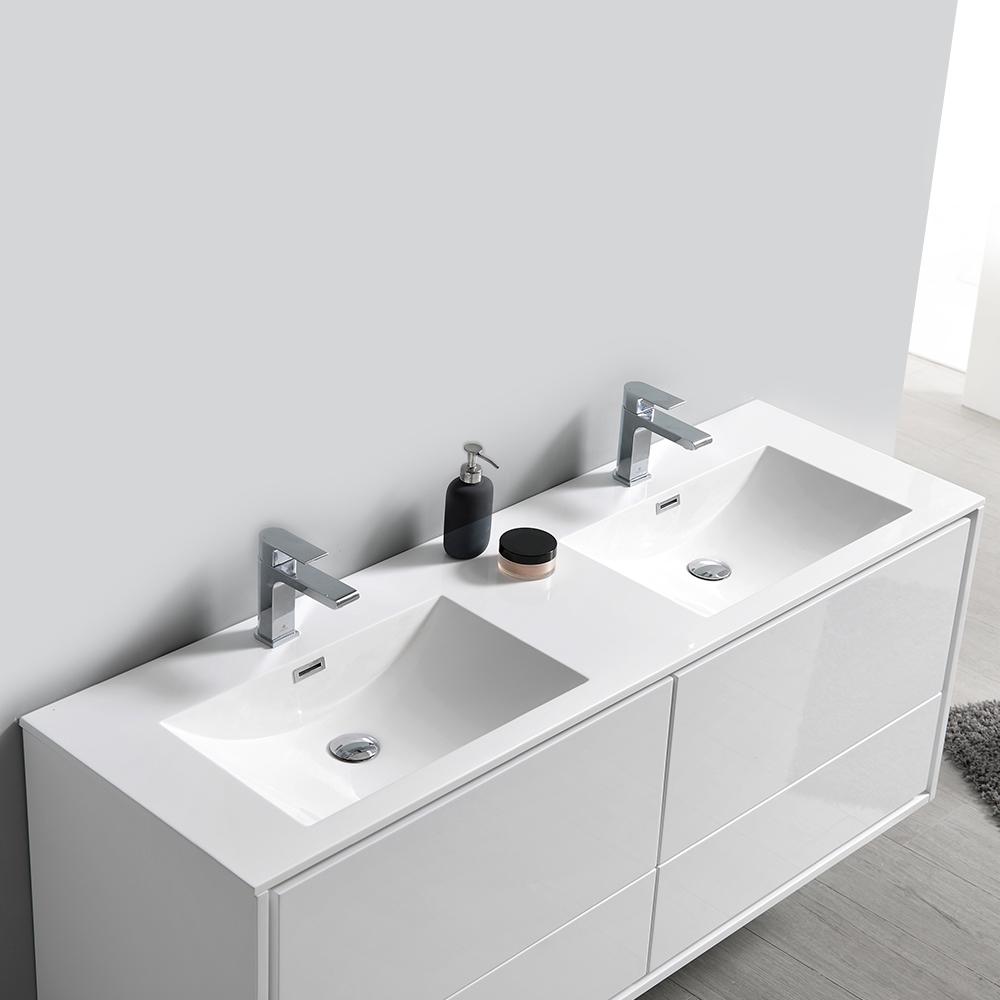 Fresca Catania 60" Wall Hung Double Sink Modern Bathroom Vanity w/ Medicine Cabinet Vanity Fresca 