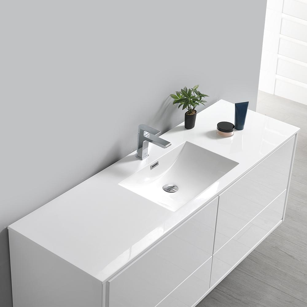 Fresca Catania 60" Wall Hung Single Sink Modern Bathroom Vanity w/ Medicine Cabinet Vanity Fresca 