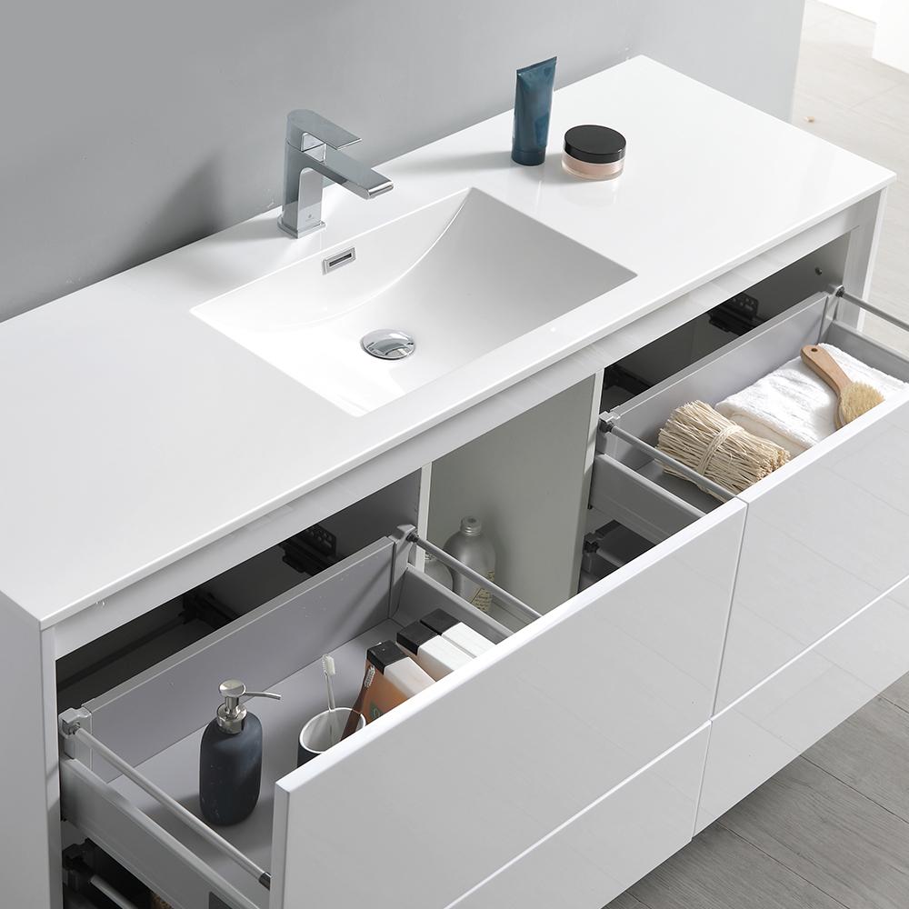 Fresca Catania 60" Wall Hung Single Sink Modern Bathroom Vanity w/ Medicine Cabinet Vanity Fresca 