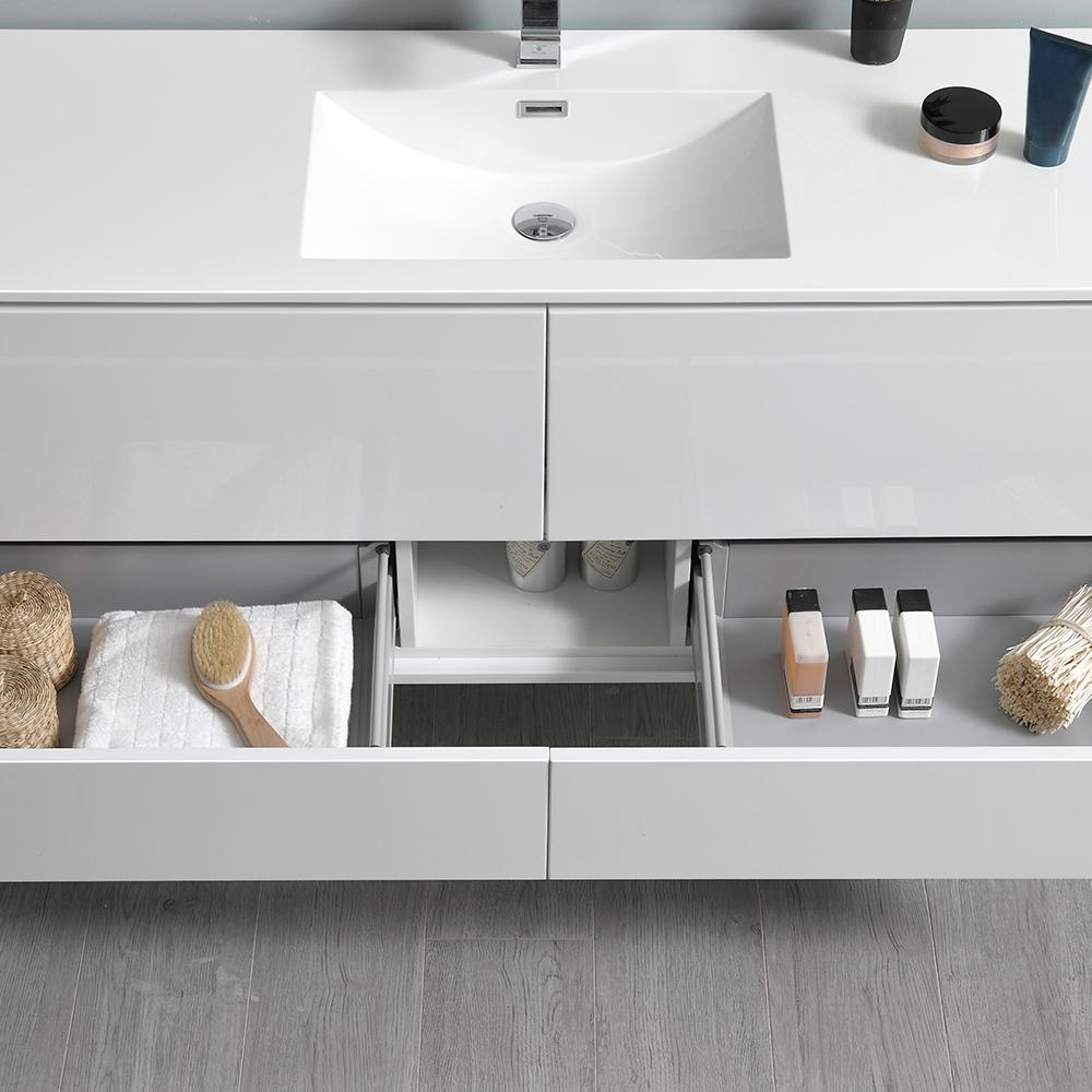 Fresca Catania 60" Wall Hung Single Sink Modern Bathroom Vanity w/ Medicine Cabinet Vanity Fresca 
