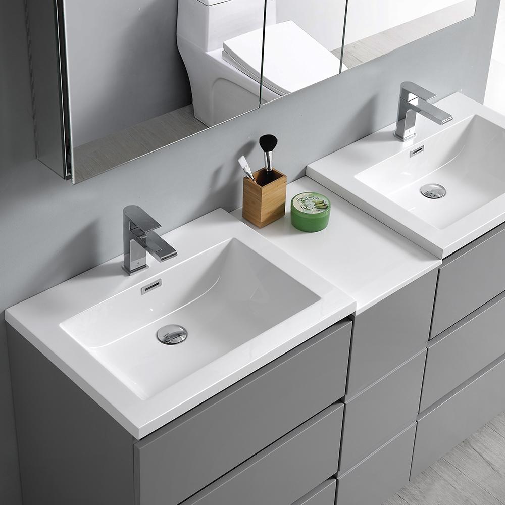 Fresca Lazzaro 60" Free Standing Double Sink Modern Bathroom Vanity w/ Medicine Cabinet Vanity Fresca 