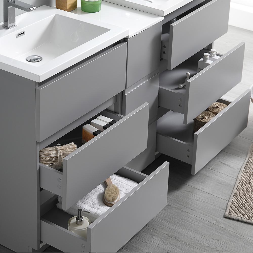Fresca Lazzaro 60" Free Standing Double Sink Modern Bathroom Vanity w/ Medicine Cabinet Vanity Fresca 