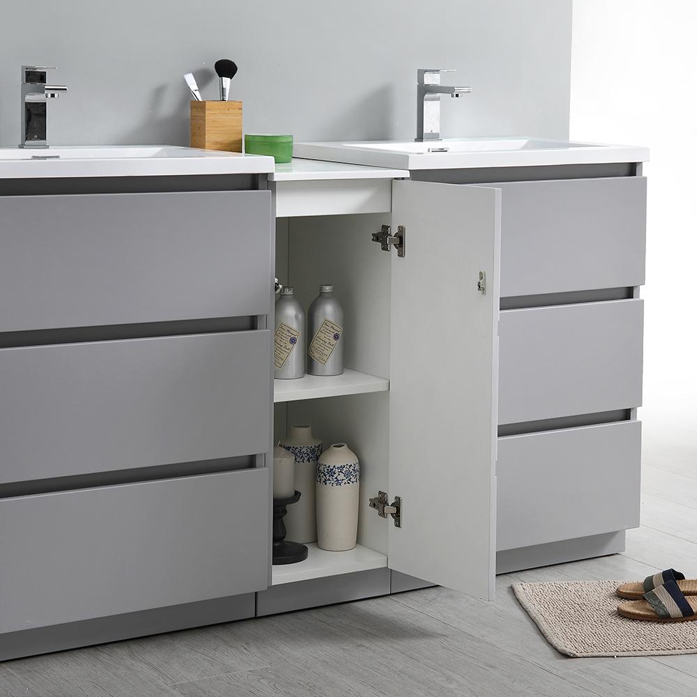 Fresca Lazzaro 60" Free Standing Double Sink Modern Bathroom Vanity w/ Medicine Cabinet Vanity Fresca 