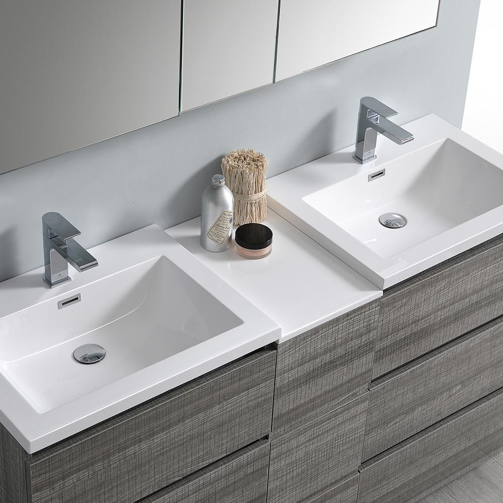 Fresca Lazzaro 60" Free Standing Double Sink Modern Bathroom Vanity w/ Medicine Cabinet Vanity Fresca 