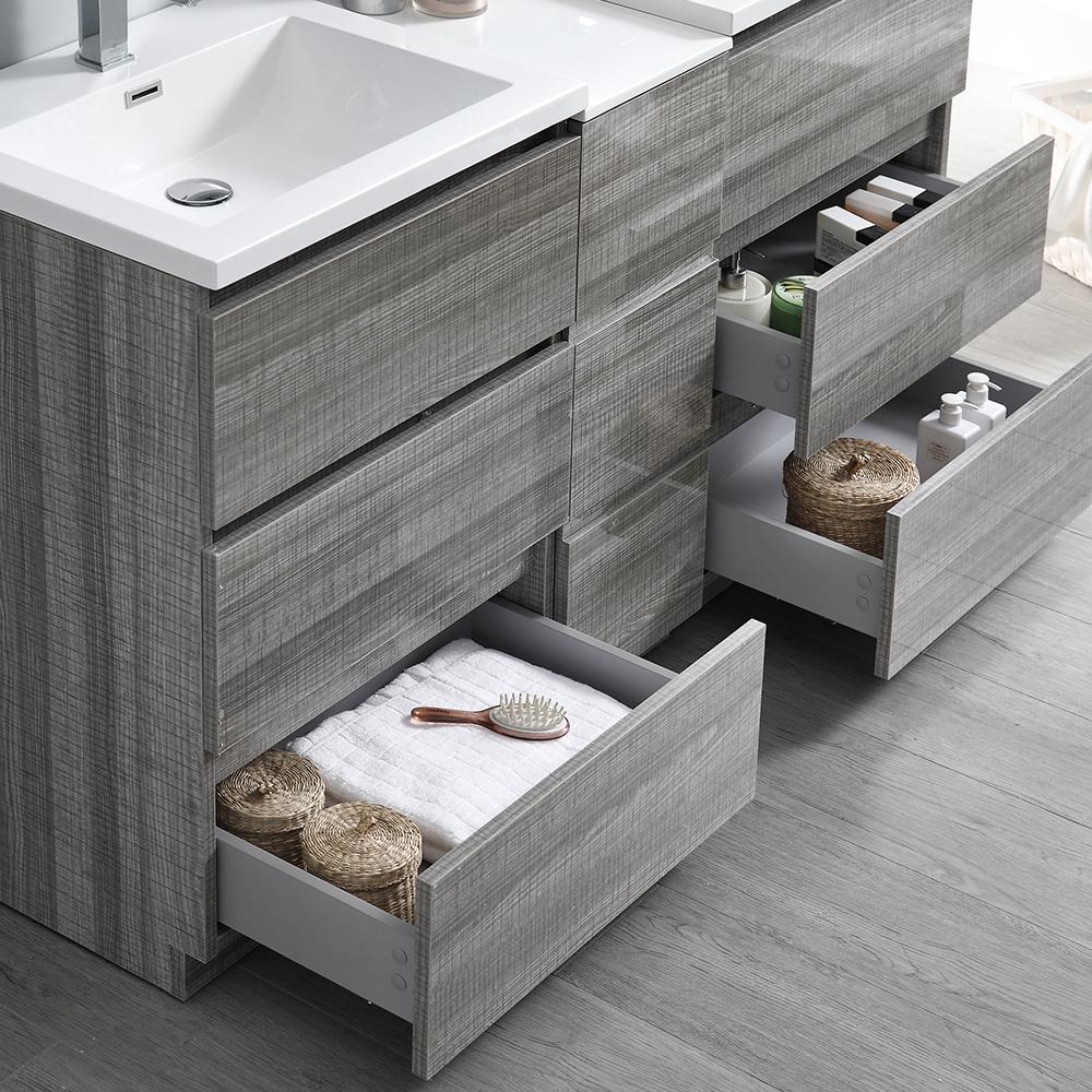 Fresca Lazzaro 60" Free Standing Double Sink Modern Bathroom Vanity w/ Medicine Cabinet Vanity Fresca 