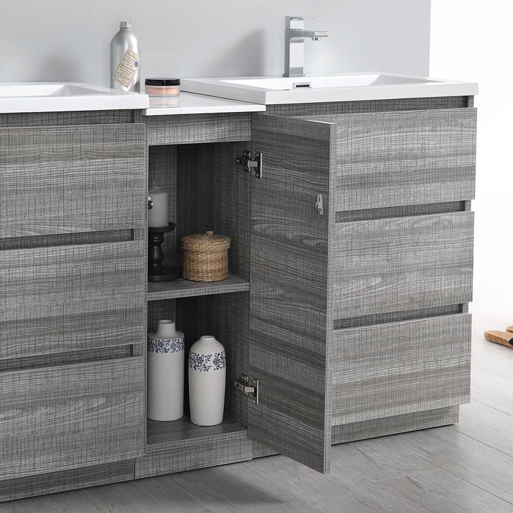 Fresca Lazzaro 60" Free Standing Double Sink Modern Bathroom Vanity w/ Medicine Cabinet Vanity Fresca 