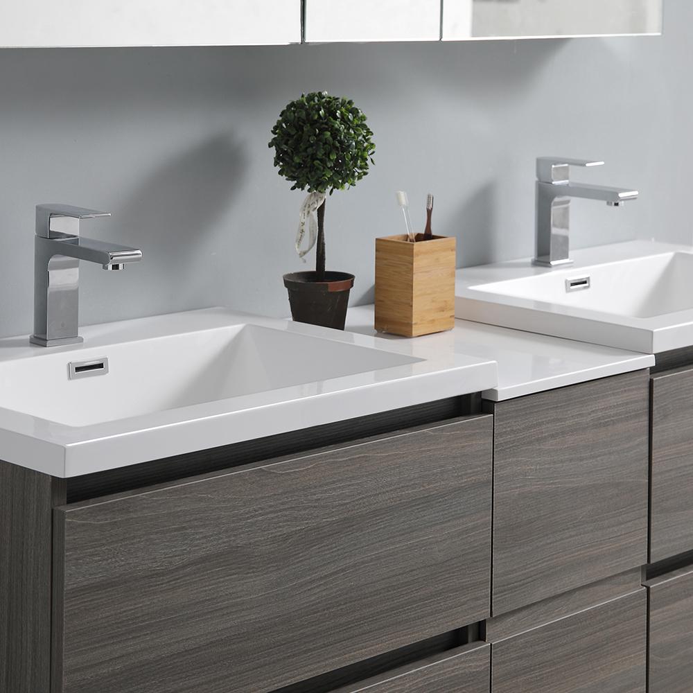 Fresca Lazzaro 60" Free Standing Double Sink Modern Bathroom Vanity w/ Medicine Cabinet Vanity Fresca 