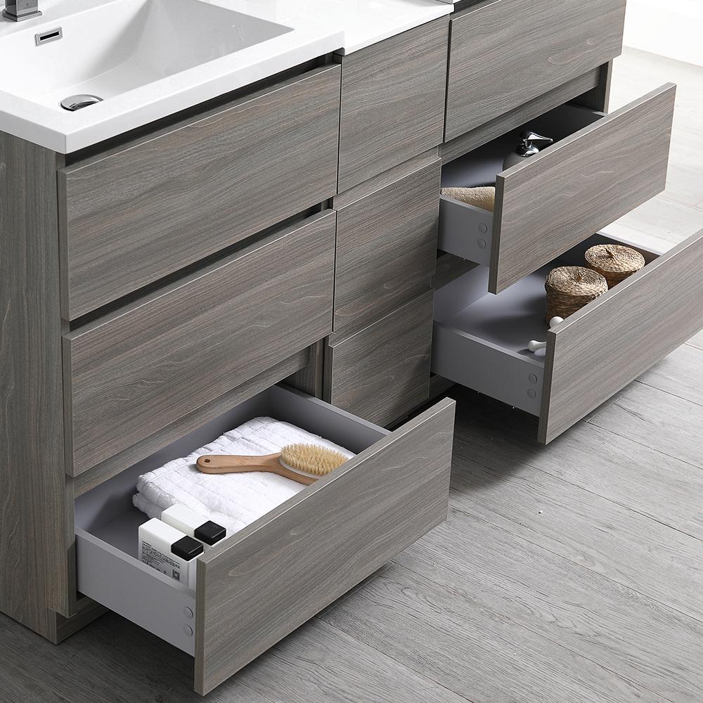 Fresca Lazzaro 60" Free Standing Double Sink Modern Bathroom Vanity w/ Medicine Cabinet Vanity Fresca 
