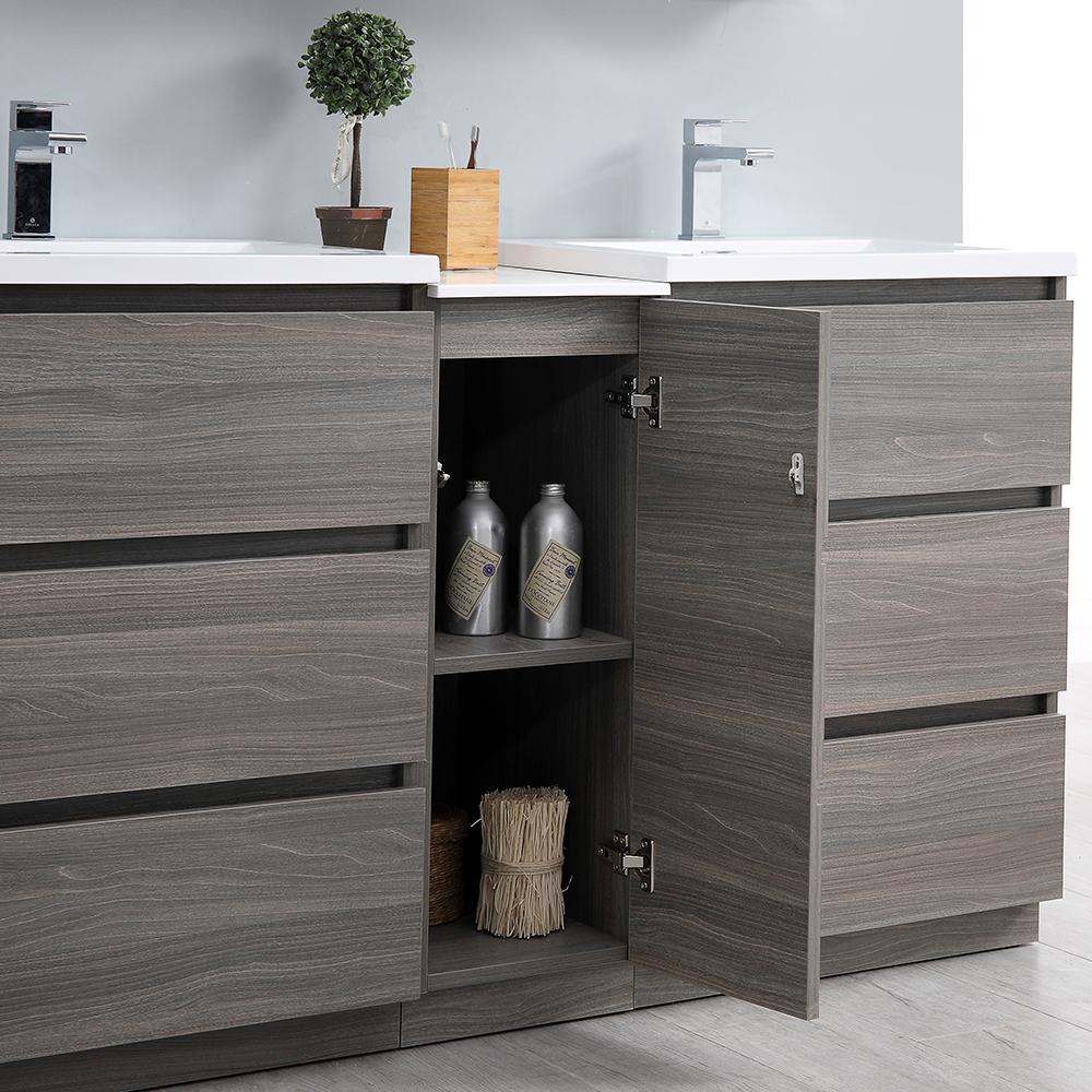 Fresca Lazzaro 60" Free Standing Double Sink Modern Bathroom Vanity w/ Medicine Cabinet Vanity Fresca 