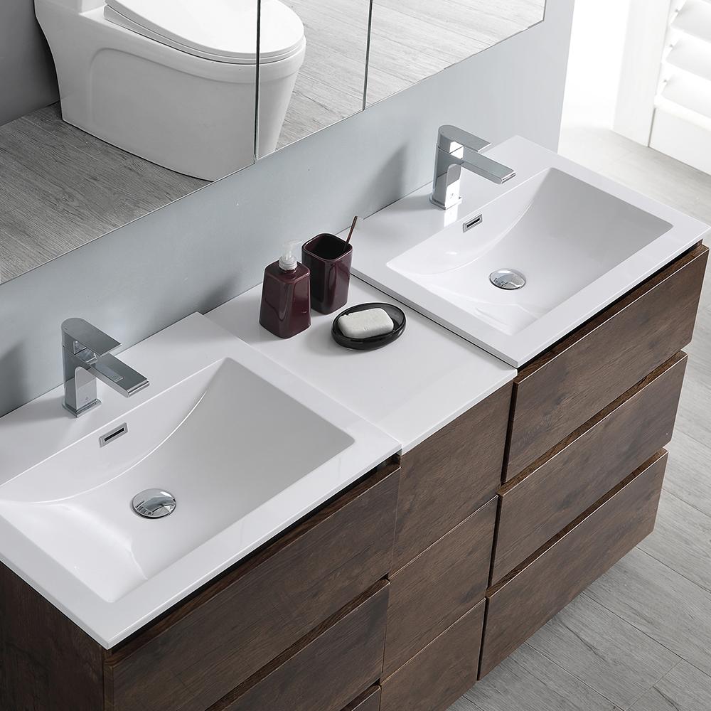 Fresca Lazzaro 60" Free Standing Double Sink Modern Bathroom Vanity w/ Medicine Cabinet Vanity Fresca 