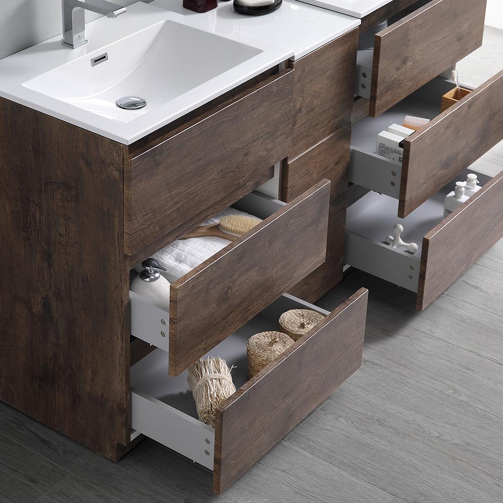 Fresca Lazzaro 60" Free Standing Double Sink Modern Bathroom Vanity w/ Medicine Cabinet Vanity Fresca 