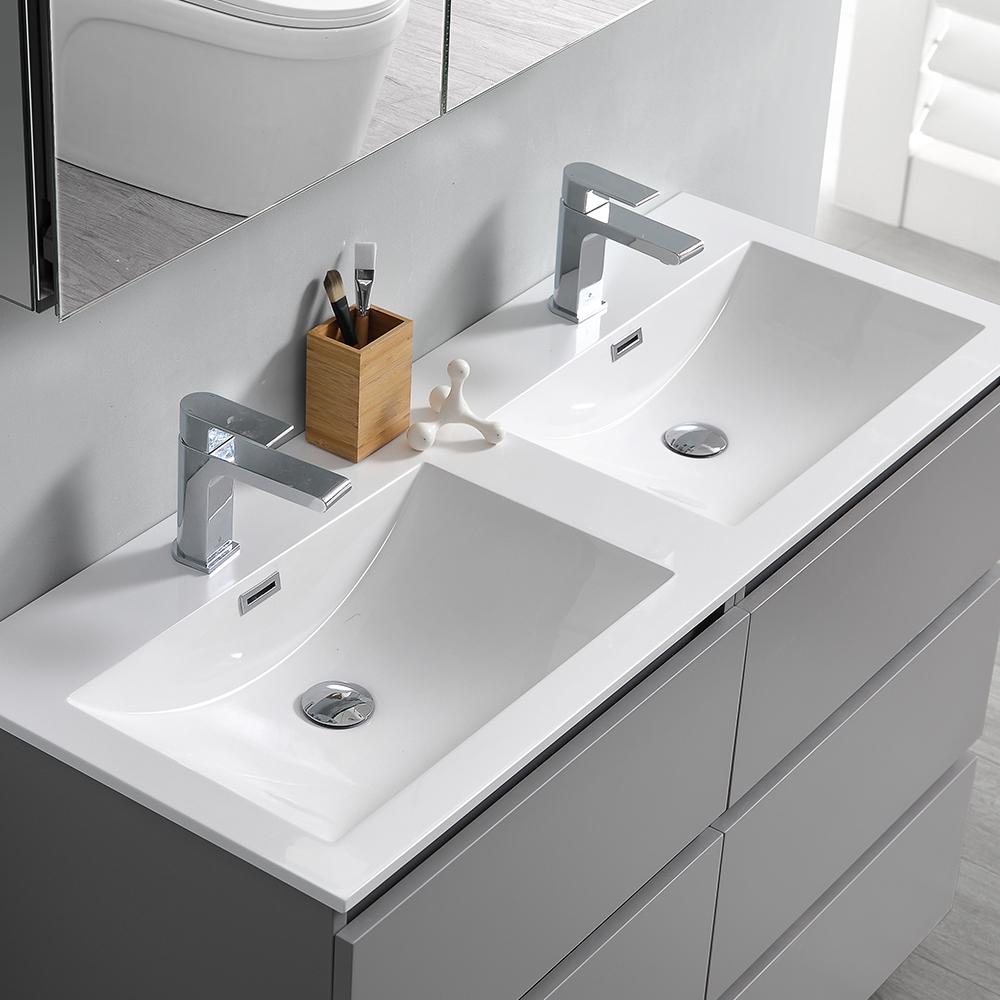 Fresca Lazzaro 48" Free Standing Double Sink Modern Bathroom Vanity w/ Medicine Cabinet Vanity Fresca 