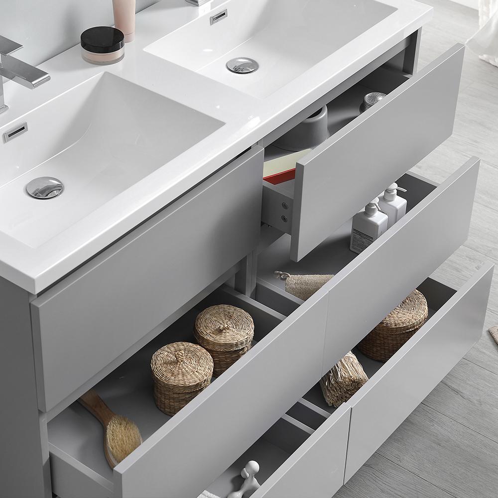 Fresca Lazzaro 48" Free Standing Double Sink Modern Bathroom Vanity w/ Medicine Cabinet Vanity Fresca 