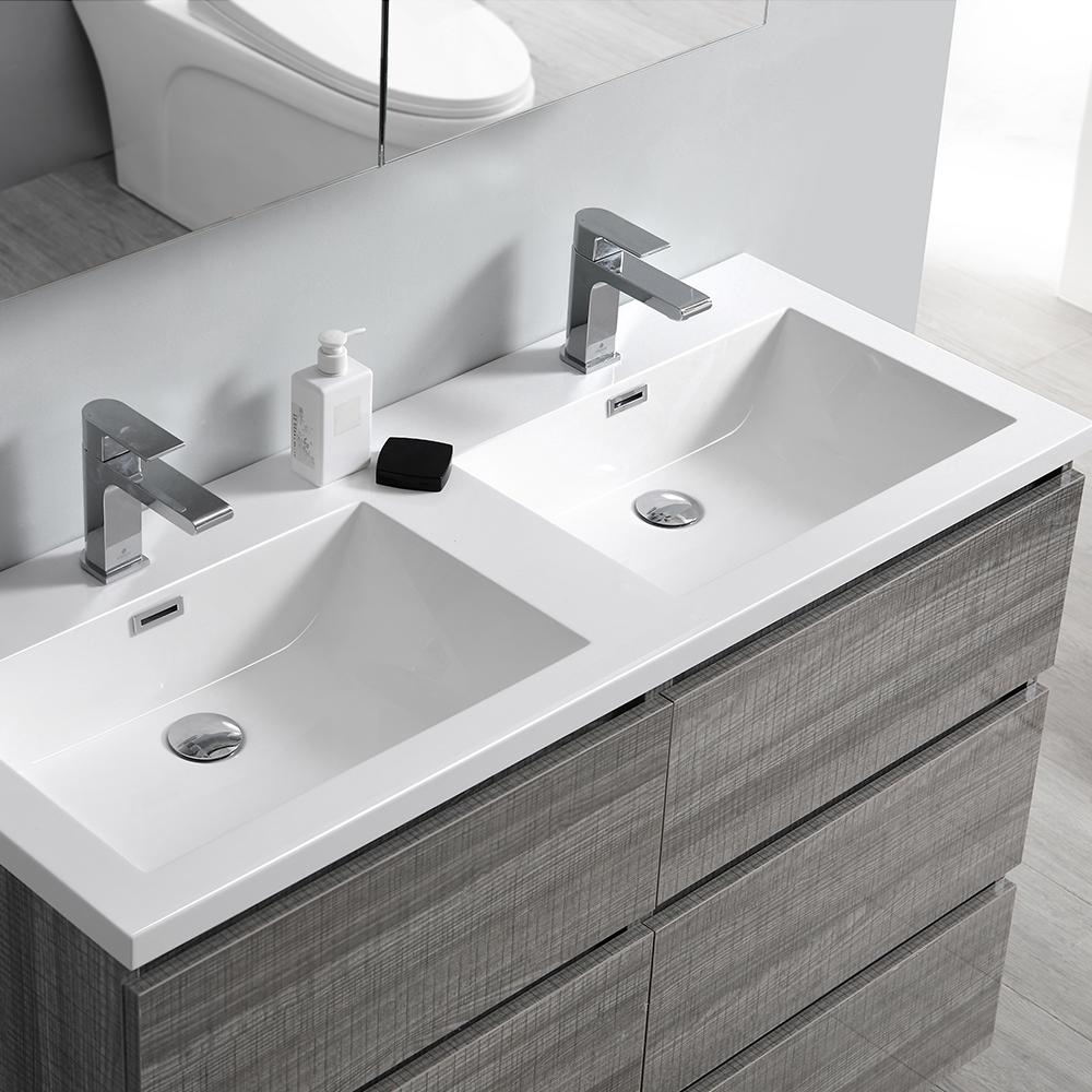Fresca Lazzaro 48" Free Standing Double Sink Modern Bathroom Vanity w/ Medicine Cabinet Vanity Fresca 