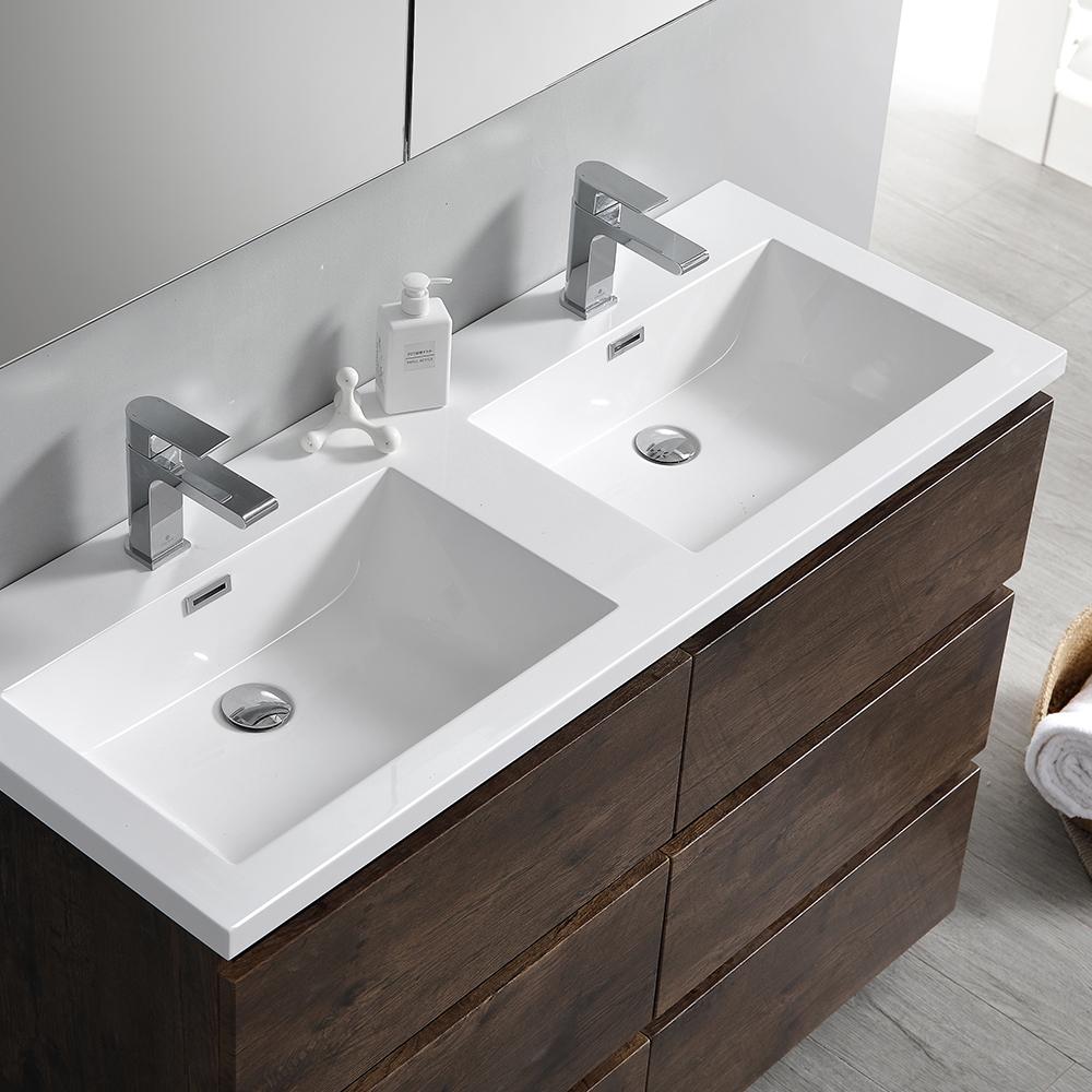 Fresca Lazzaro 48" Free Standing Double Sink Modern Bathroom Vanity w/ Medicine Cabinet Vanity Fresca 