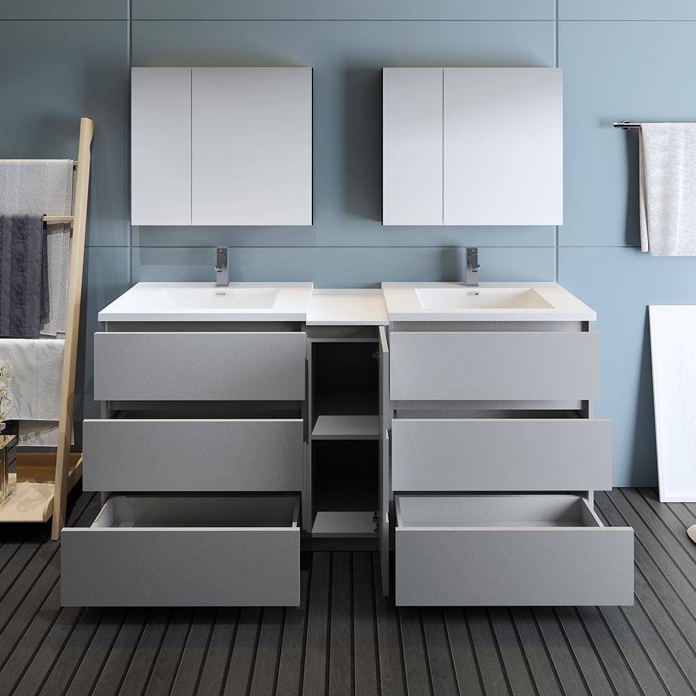 Fresca Lazzaro 72" Free Standing Double Sink Modern Bathroom Vanity w/ Medicine Cabinet Vanity Fresca 