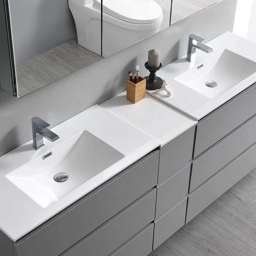 Fresca Lazzaro 72" Free Standing Double Sink Modern Bathroom Vanity w/ Medicine Cabinet Vanity Fresca 