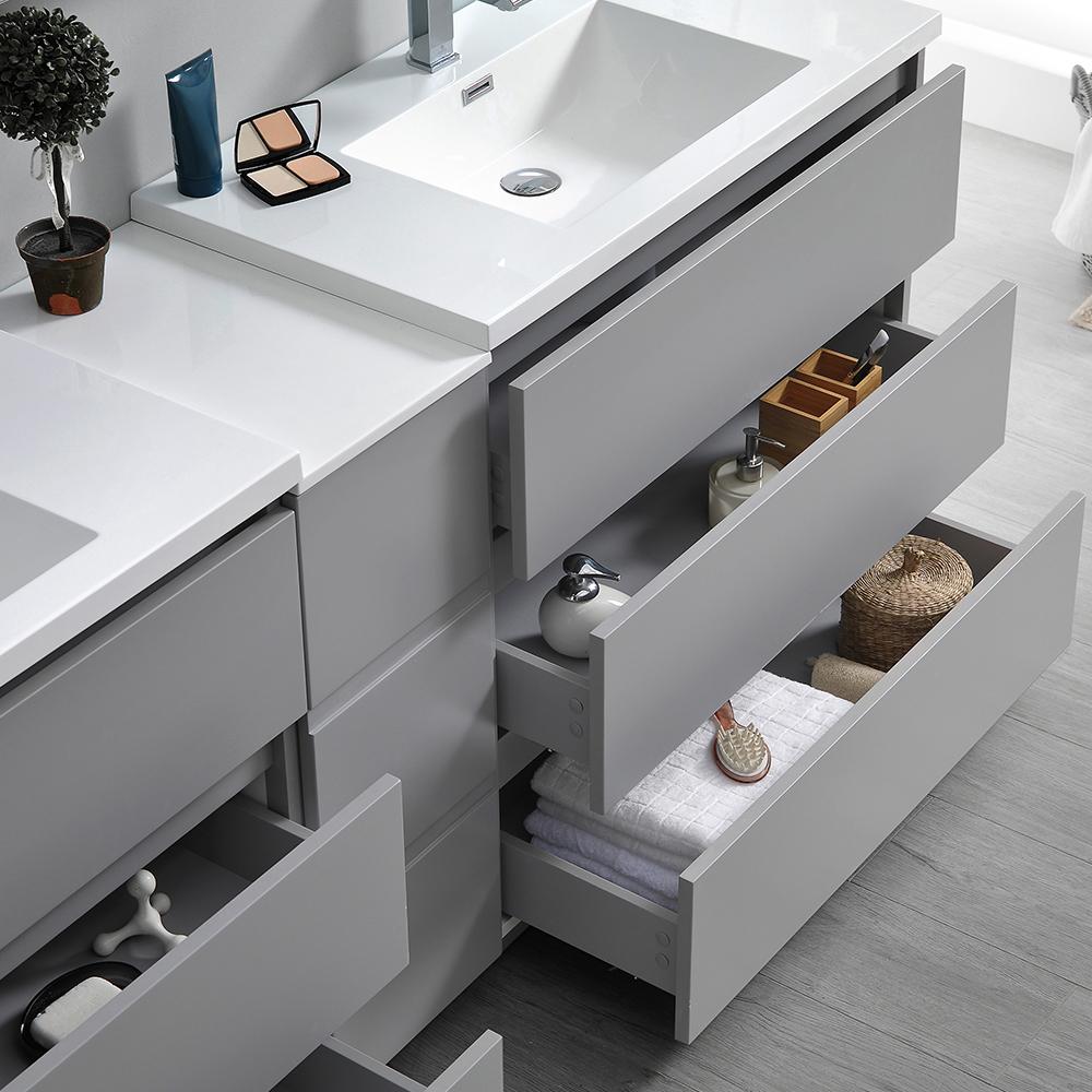 Fresca Lazzaro 72" Free Standing Double Sink Modern Bathroom Vanity w/ Medicine Cabinet Vanity Fresca 