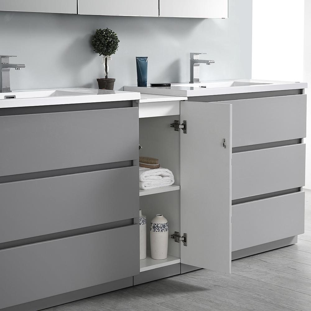Fresca Lazzaro 72" Free Standing Double Sink Modern Bathroom Vanity w/ Medicine Cabinet Vanity Fresca 