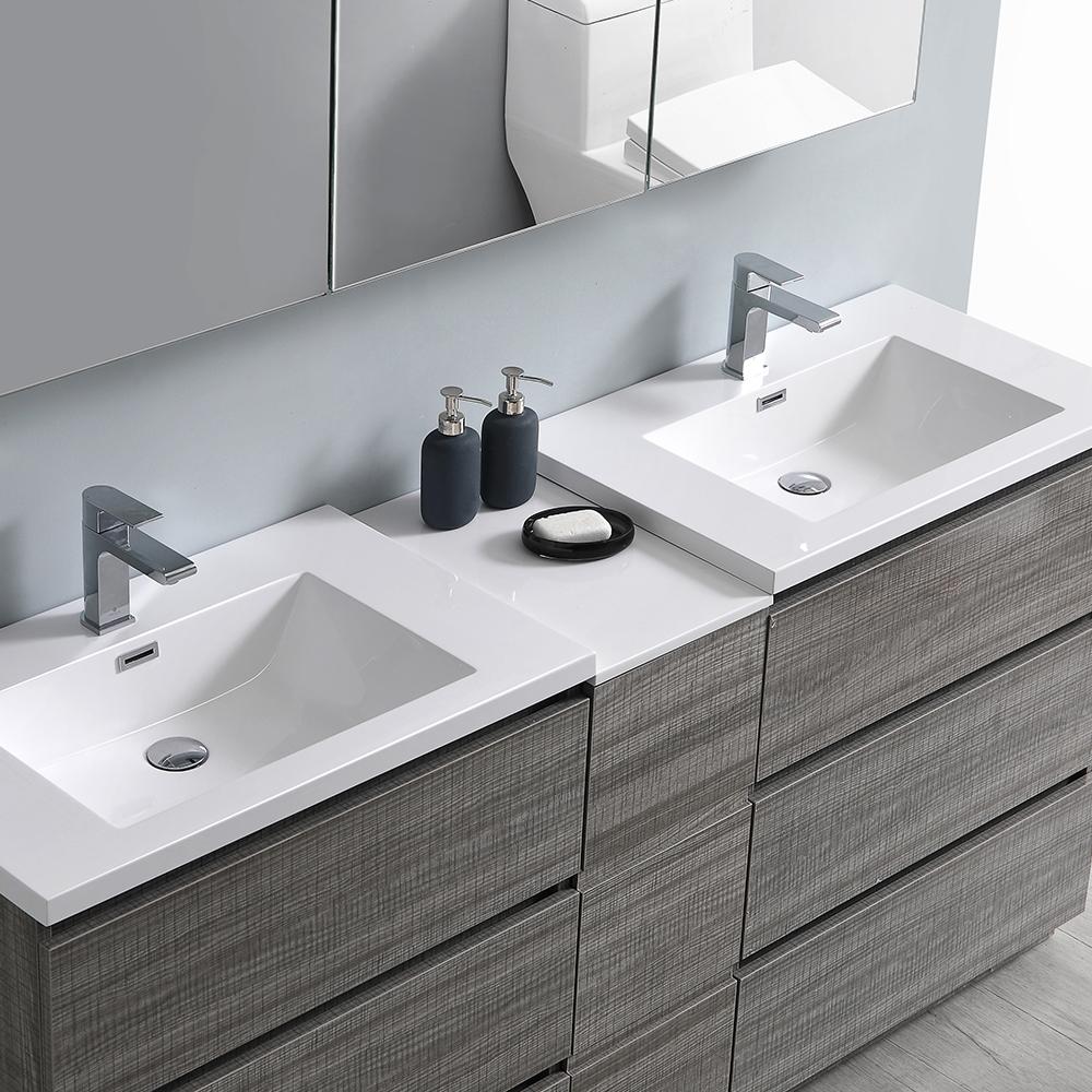 Fresca Lazzaro 72" Free Standing Double Sink Modern Bathroom Vanity w/ Medicine Cabinet Vanity Fresca 