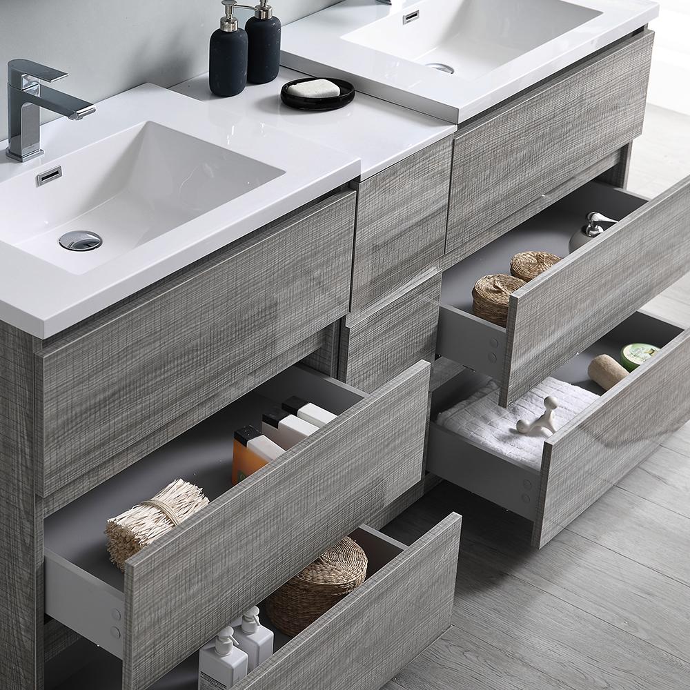 Fresca Lazzaro 72" Free Standing Double Sink Modern Bathroom Vanity w/ Medicine Cabinet Vanity Fresca 
