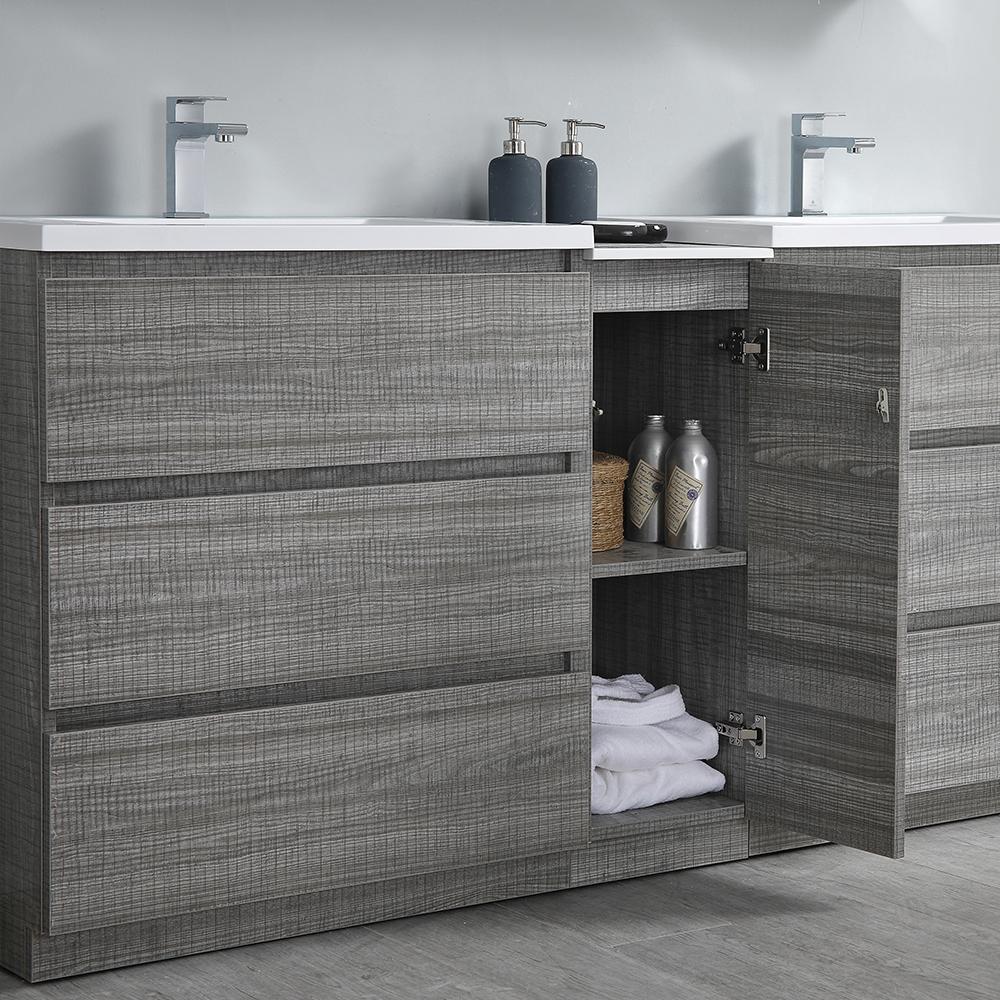 Fresca Lazzaro 72" Free Standing Double Sink Modern Bathroom Vanity w/ Medicine Cabinet Vanity Fresca 