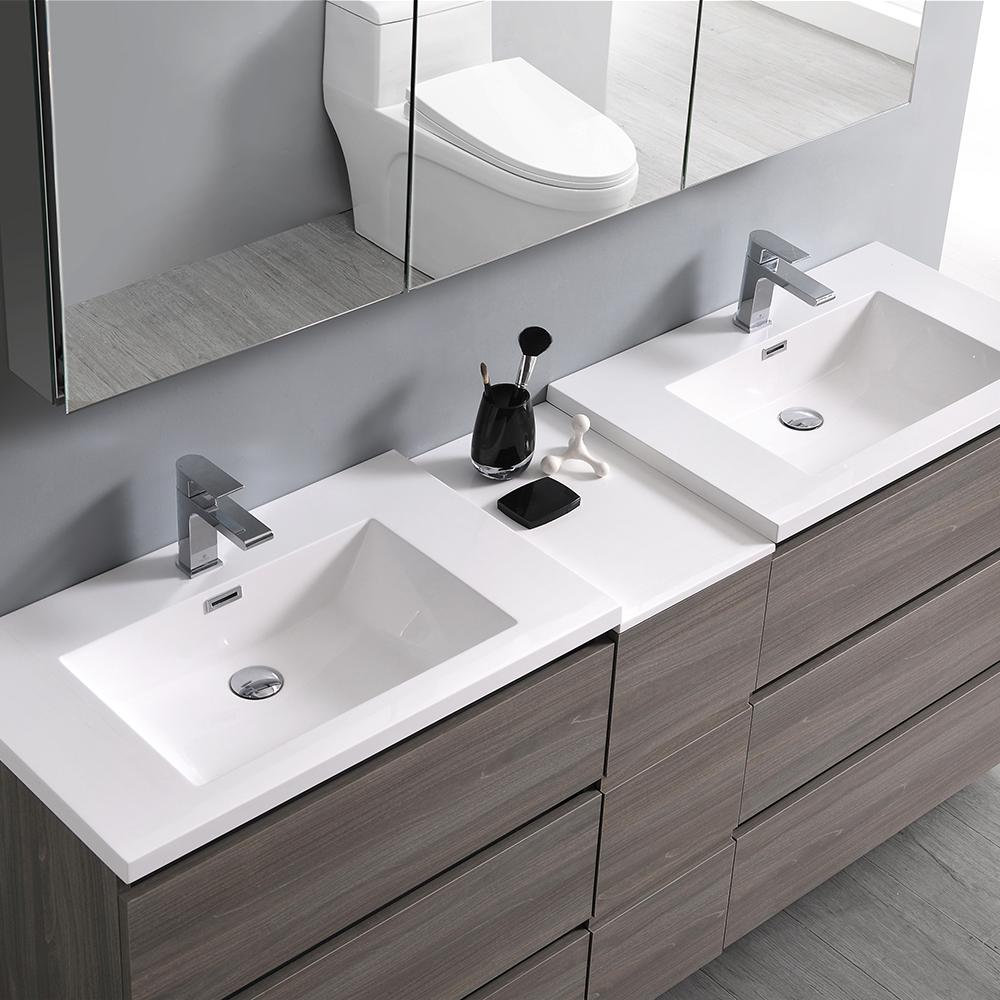 Fresca Lazzaro 72" Free Standing Double Sink Modern Bathroom Vanity w/ Medicine Cabinet Vanity Fresca 