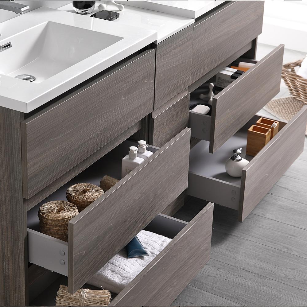 Fresca Lazzaro 72" Free Standing Double Sink Modern Bathroom Vanity w/ Medicine Cabinet Vanity Fresca 
