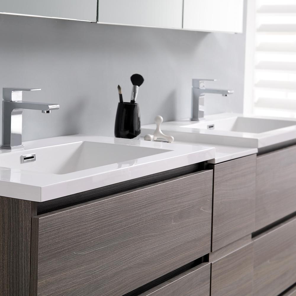 Fresca Lazzaro 72" Free Standing Double Sink Modern Bathroom Vanity w/ Medicine Cabinet Vanity Fresca 