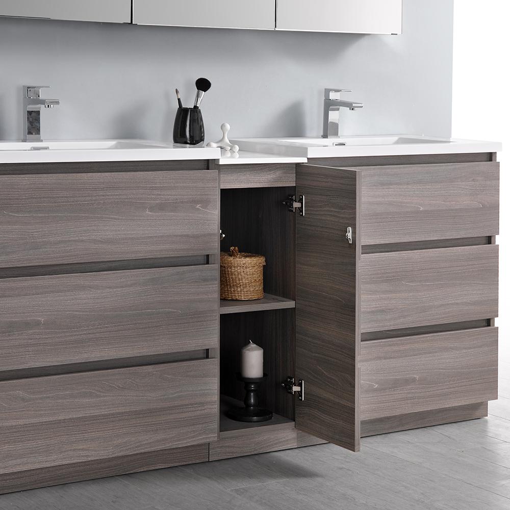 Fresca Lazzaro 72" Free Standing Double Sink Modern Bathroom Vanity w/ Medicine Cabinet Vanity Fresca 