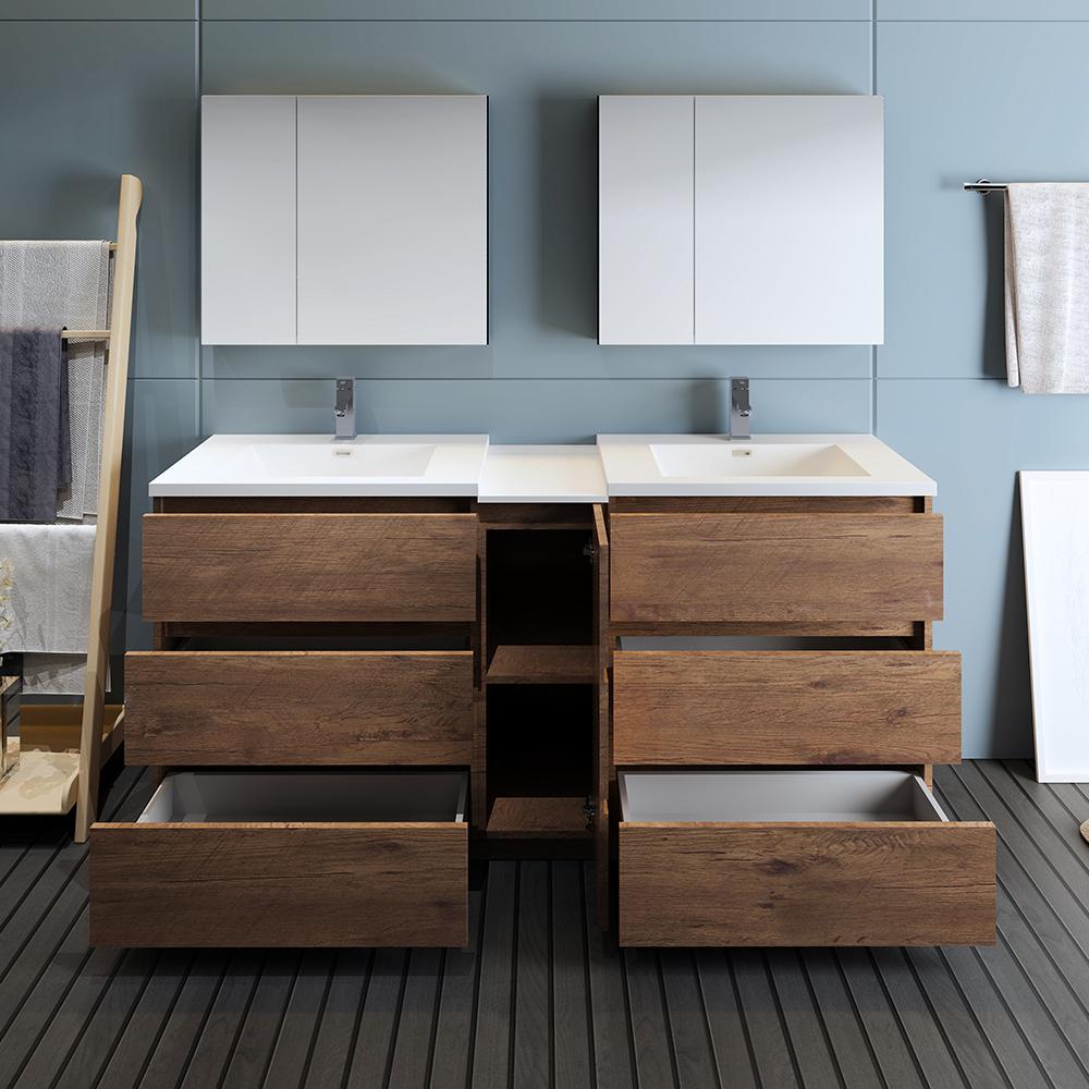 Fresca Lazzaro 72" Free Standing Double Sink Modern Bathroom Vanity w/ Medicine Cabinet Vanity Fresca 