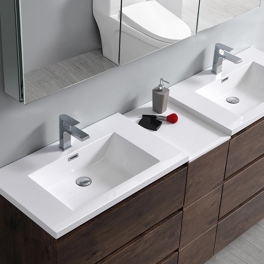 Fresca Lazzaro 72" Free Standing Double Sink Modern Bathroom Vanity w/ Medicine Cabinet Vanity Fresca 