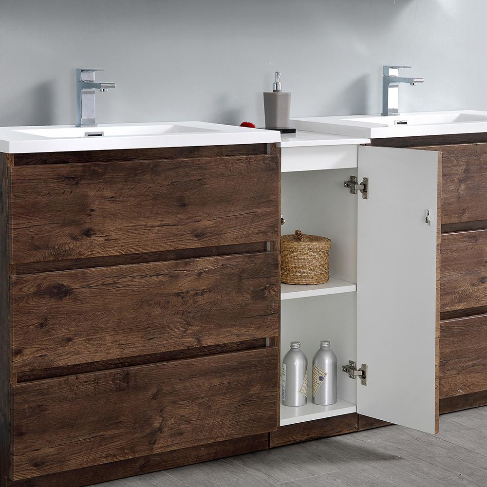 Fresca Lazzaro 72" Free Standing Double Sink Modern Bathroom Vanity w/ Medicine Cabinet Vanity Fresca 