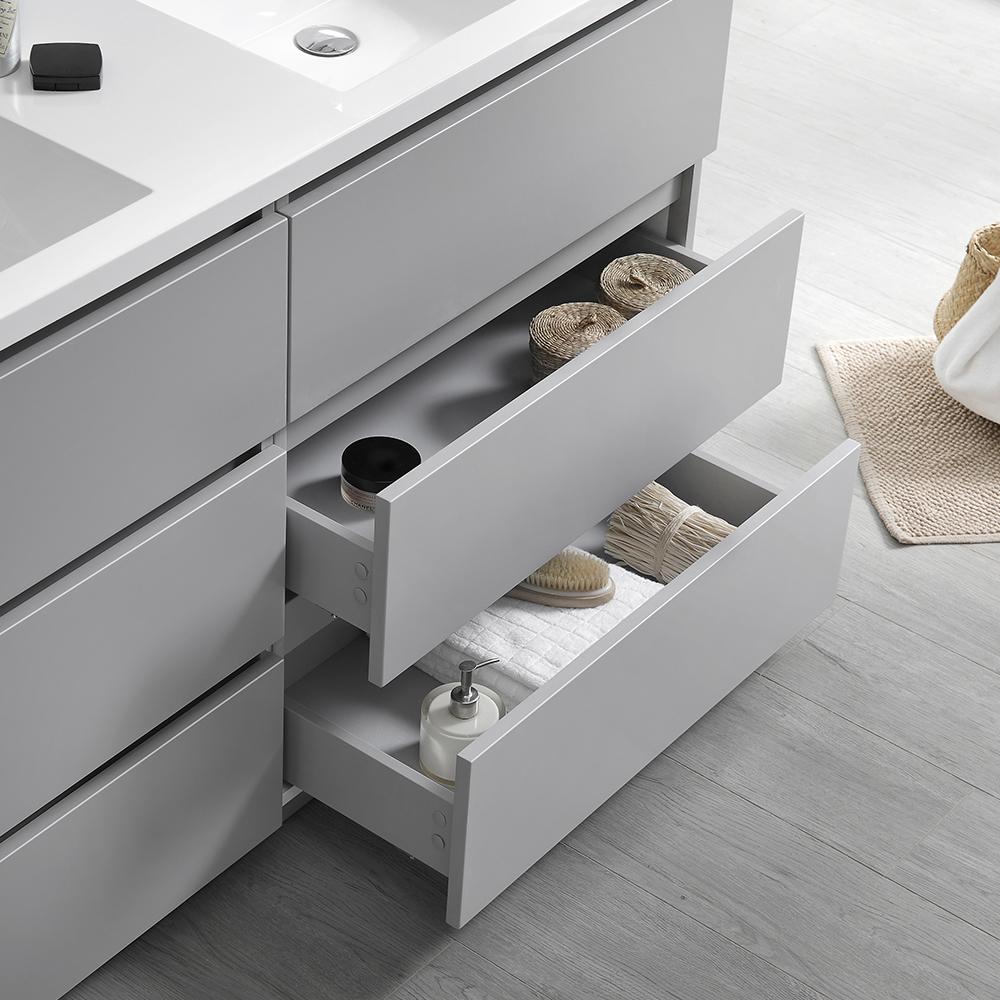 Fresca Lazzaro 60" Free Standing Double Sink Modern Bathroom Vanity w/ Medicine Cabinet Vanity Fresca 