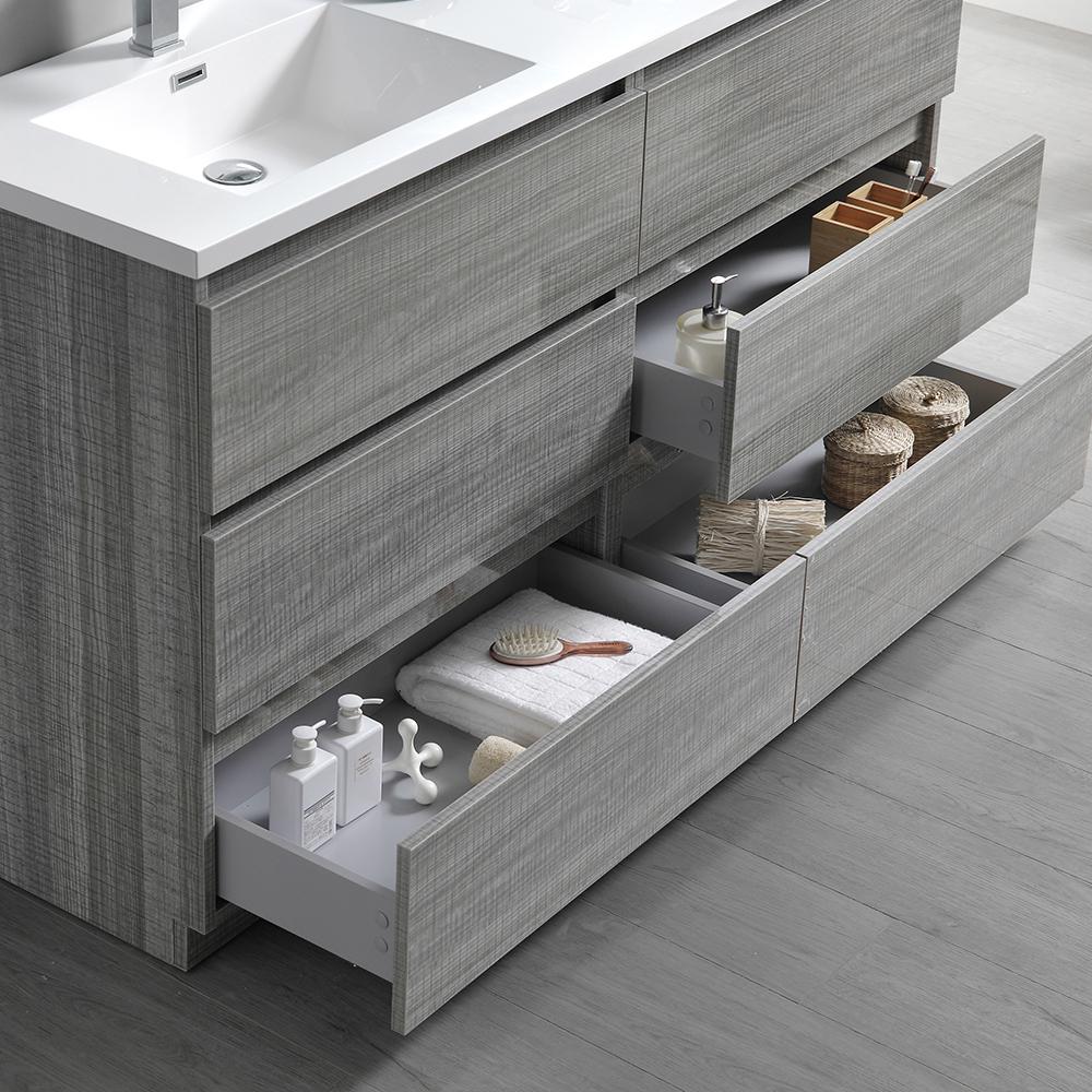Fresca Lazzaro 60" Free Standing Double Sink Modern Bathroom Vanity w/ Medicine Cabinet Vanity Fresca 