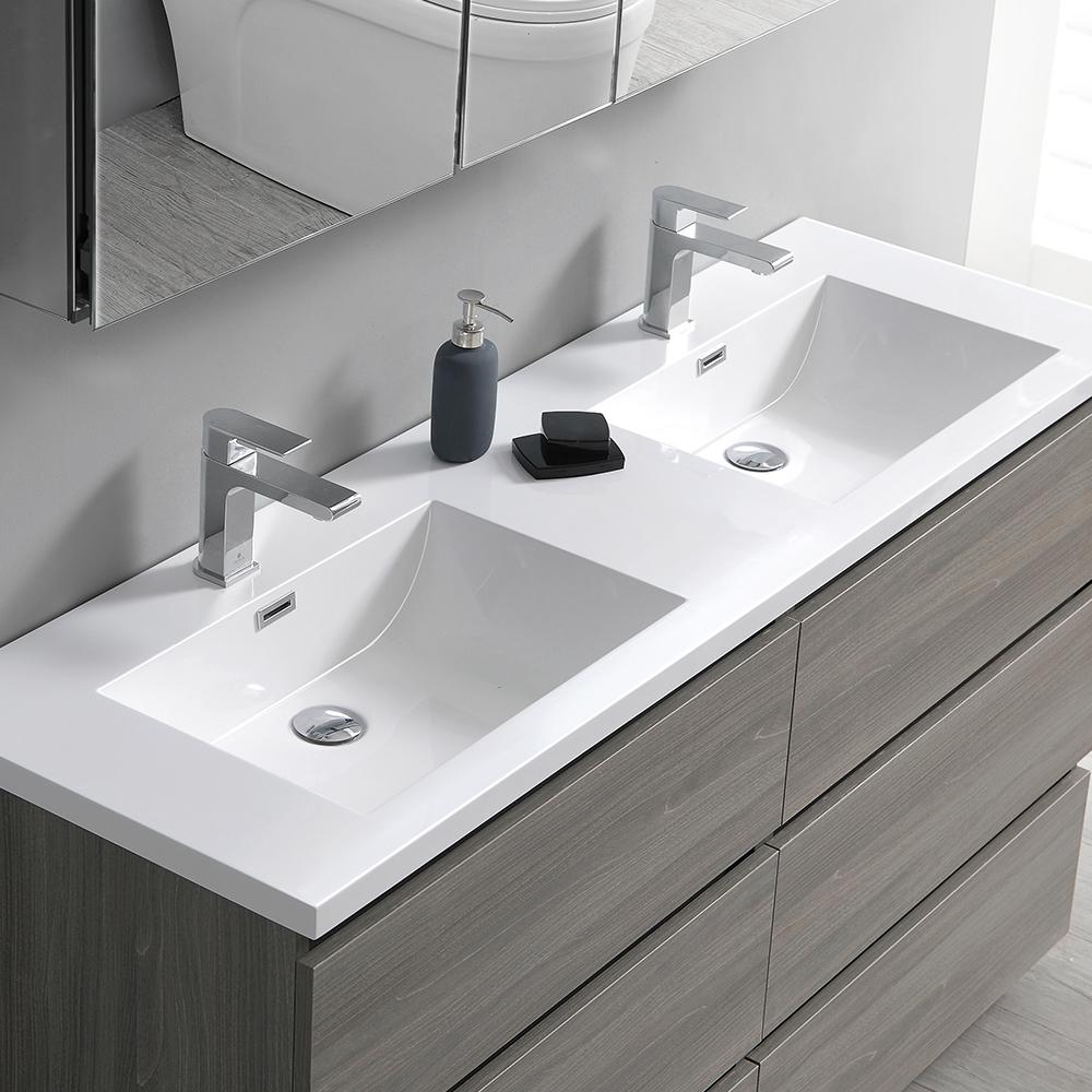 Fresca Lazzaro 60" Free Standing Double Sink Modern Bathroom Vanity w/ Medicine Cabinet Vanity Fresca 