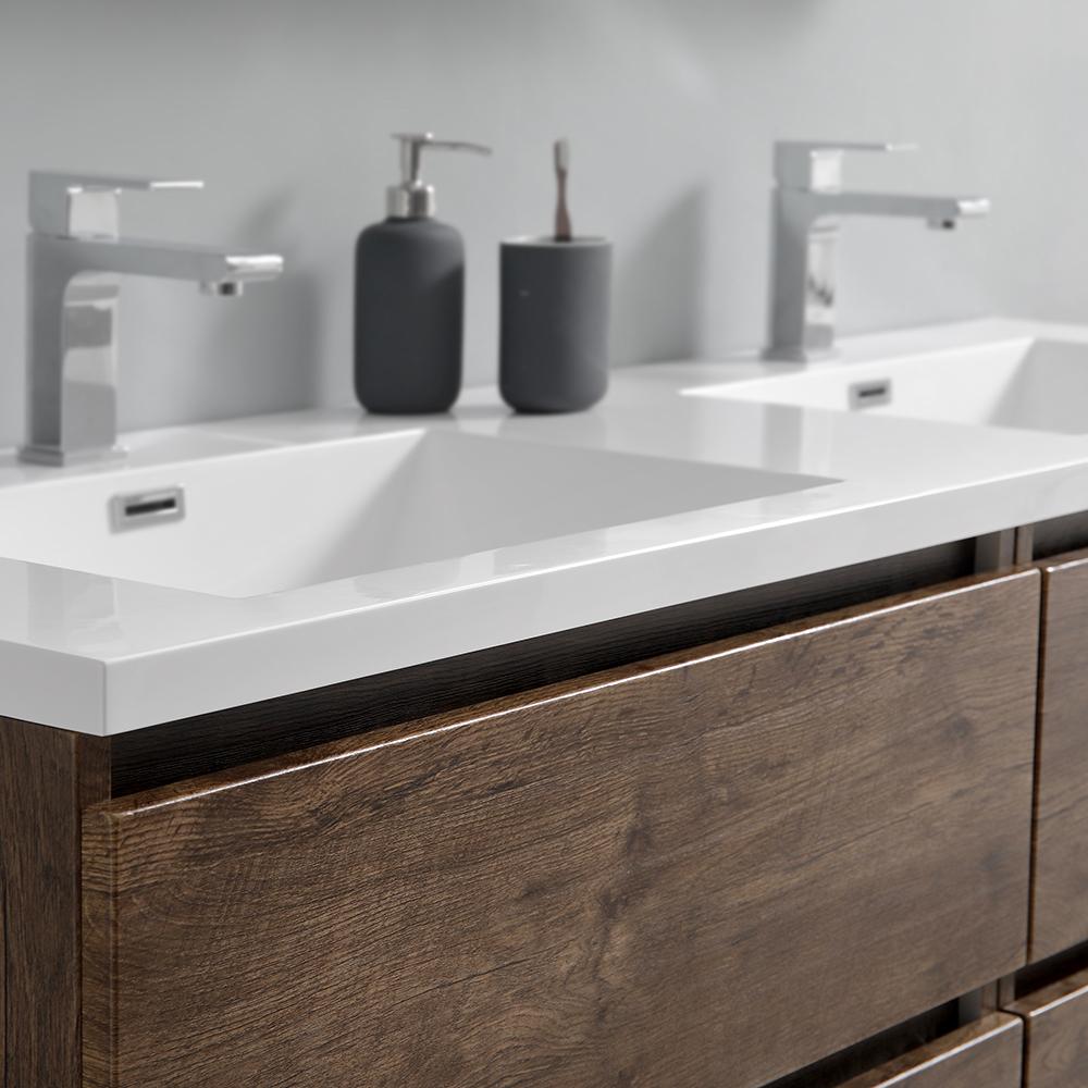 Fresca Lazzaro 60" Free Standing Double Sink Modern Bathroom Vanity w/ Medicine Cabinet Vanity Fresca 