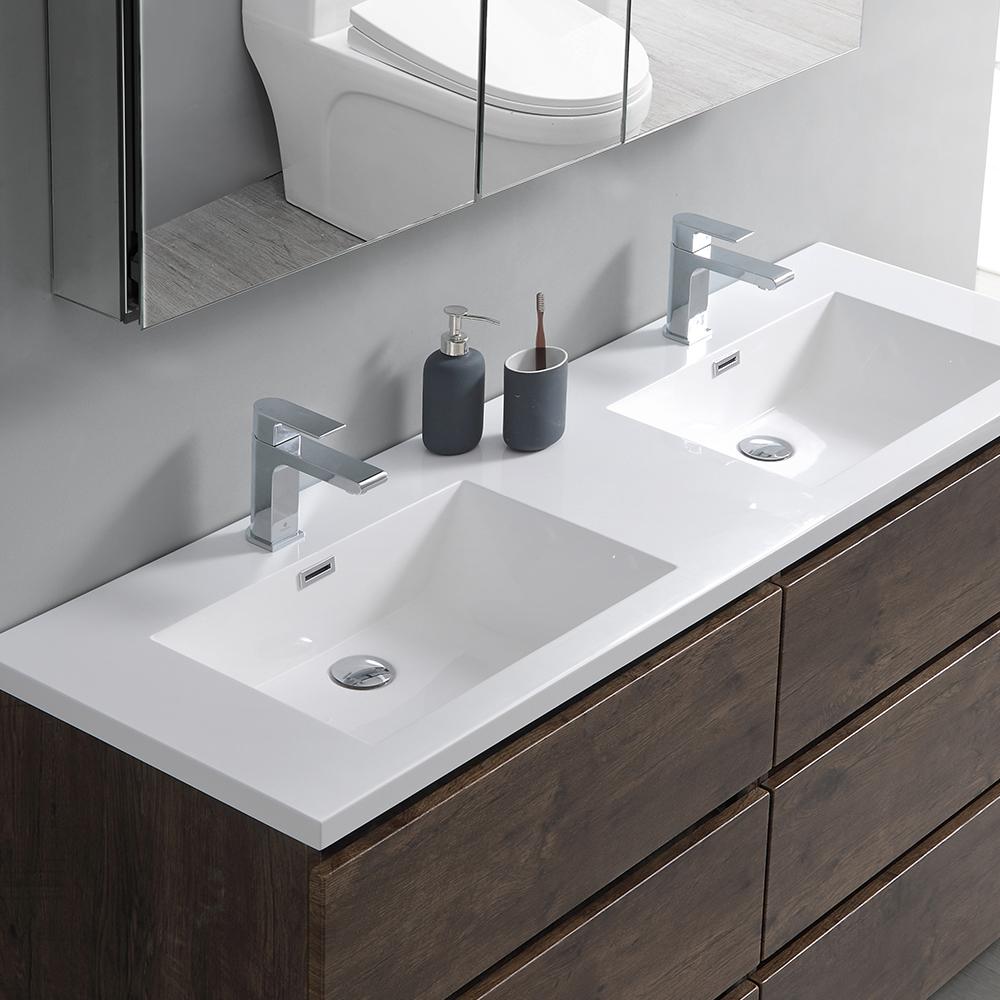 Fresca Lazzaro 60" Free Standing Double Sink Modern Bathroom Vanity w/ Medicine Cabinet Vanity Fresca 