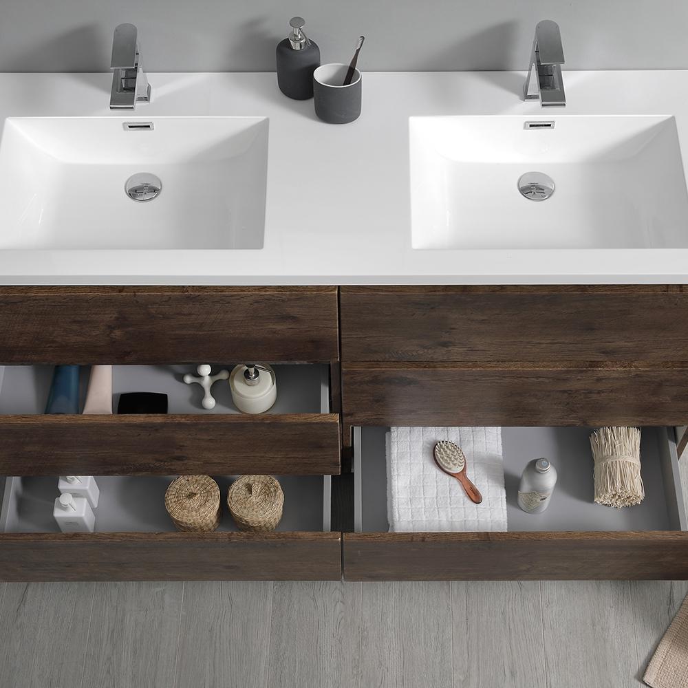 Fresca Lazzaro 60" Free Standing Double Sink Modern Bathroom Vanity w/ Medicine Cabinet Vanity Fresca 