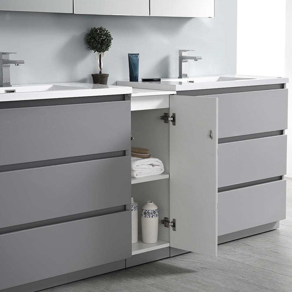 Fresca Lazzaro 84" Free Standing Double Sink Modern Bathroom Vanity w/ Medicine Cabinet Vanity Fresca 
