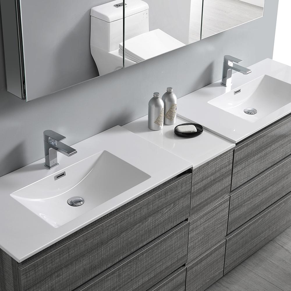 Fresca Lazzaro 84" Free Standing Double Sink Modern Bathroom Vanity w/ Medicine Cabinet Vanity Fresca 