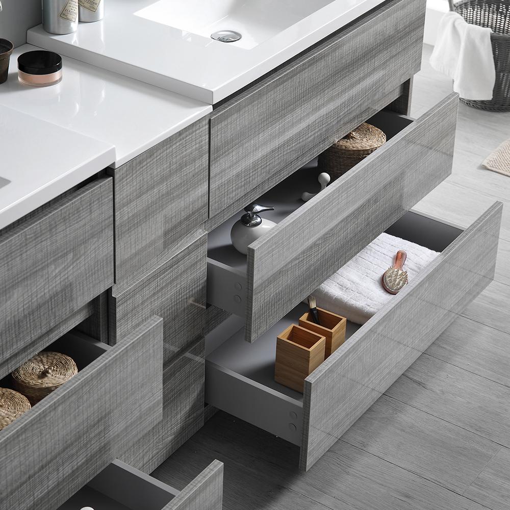 Fresca Lazzaro 84" Free Standing Double Sink Modern Bathroom Vanity w/ Medicine Cabinet Vanity Fresca 