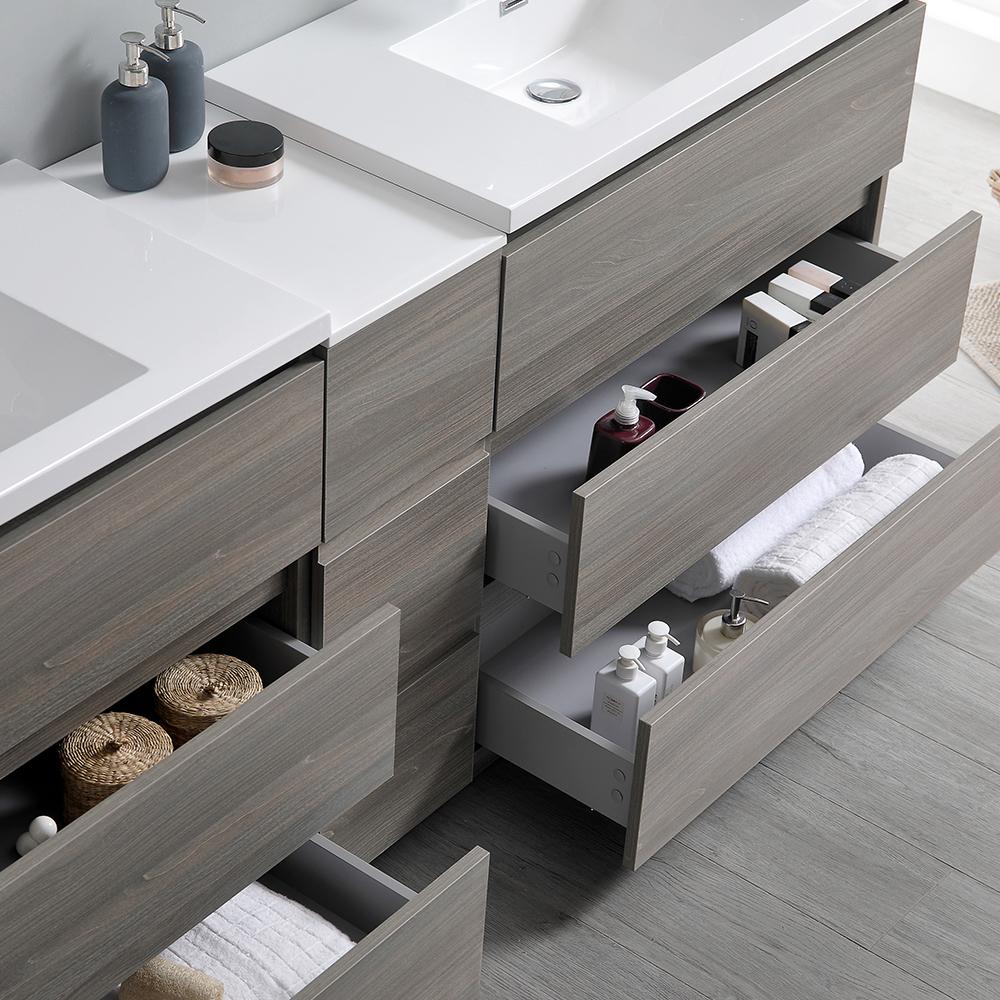 Fresca Lazzaro 84" Free Standing Double Sink Modern Bathroom Vanity w/ Medicine Cabinet Vanity Fresca 